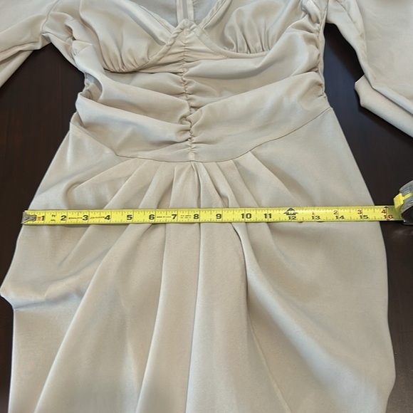 Pretty Little Thing Stone Underbust Detail Ruched Midi Dress Women Size 6 - Picture 11 of 17